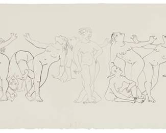 191 Charles Garabedian (1923-2016) "RIV," 1992 One-color lithograph printed in one run from one aluminum plate on Rives BFK paper A bon à tirer impression (aside from the Cirrus proofs, Artist's proofs, Printer's proofs, Trial proofs, Progressive proof and the numbered edition of 40) Signed, titled, dated, and inscribed "BAT" in pencil in the lower margin: C Garabedian / B Murphy 92; Cirrus Editions, Los Angeles, CA, prntr./pub, with their blindstamp in the lower left margin corner and their black ink copyright stamp and pencil work number, 497c-CGBM92, on the verso of the same corner Image: 7" H x 38" W; Sheet:11.625" H x 41.25" W Estimate: $500 - $700