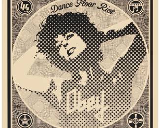 400 Shepard Fairey (b. 1970) "New Wave Girl," from the "Dance Floor Riot" LP Box Set, 2011 Screenprint on Speckletone paper Edition: 73/150 Signed, dated, and numbered in pencil, lower right: Shepard Fairey 11; Obey Giant, Los Angeles, CA, pub. Image: 11.25" H x 11.25" W; Sheet: 12" H x 12" W Estimate: $400 - $600
