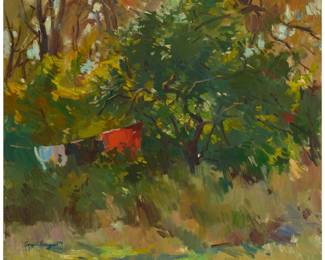 95 Sergei Bongart (1918-1985) Drying clothes on a line Oil on canvas Signed lower left: Sergei Bongart 26" H x 30" W Estimate: $500 - $700