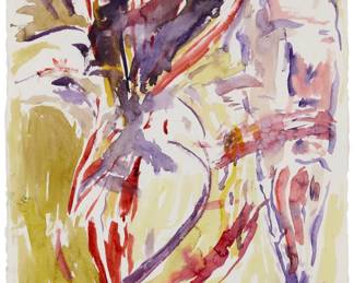 65 Jon Pestoni (b. 1969) Abstract composition Watercolor on paper Appears unsigned Sheet: 30" H x 22.5" W Estimate: $800 - $1,200