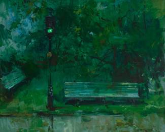 90 Sergei Bongart (1918-1985) "Green Light," 1976 Acrylic on canvas Signed and dated upper right: Sergei Bongart / 1976; titled on a label affixed to the stretcher 34" H x 40" W Estimate: $800 - $1,200