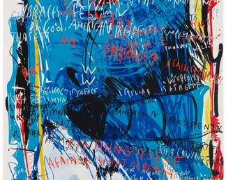308 Despina Stokou (b. 1978) "George B.I," 2016 Lithograph and archival inkjet print in colors on wove paper A bon à tirer impression, aside from the edition of 40 Signed, titled, dated, and inscribed "BAT" in pencil along the lower edge: Stokou 2016; Cirrus Editions, Los Angeles, CA, pub., with their blindstamp in the lower left sheet corner, with the Cirrus Editions copyright ink stamp and pencil work number, 703c-DS16, both verso Image/Sheet: 38" H x 28.5" W Estimate: $500 - $700