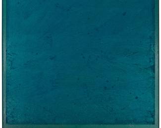69 Charles Villiers (b. 1951) "Blue Hammerite," 1983 Mixed media including Hammerite and sand on canvas Signed, titled "Blue Hamerite"[sic], and dated, all verso: Charles Villiers / 1983 79.75" H x 63.5" W Estimate: $1,000 - $1,500