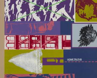 307 Ronald Brooks Kitaj (1932-2007) "Home Truths," 1967 Screenprint in colors on khaki paper Edition: 19/70 Signed and numbered in white pencil lower right: Kitaj 19/70 22" H x 36" W Estimate: $300 - $500
