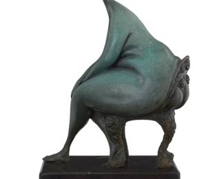 289 Gary Hughes (1930-2016) "Waiting," 1985 Cold-painted bronze on marble plinth Edition: 13/40 Signed and dated in the casting: hughes / © 85 G [indecipherable] Bronze: 11.75" H x 8.875" W x 5.375" D; Overall: 14" H Estimate: $400 - $600