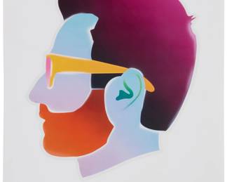 306 After Alex Israel (b. 1982) "Self-Portrait," poster for the Astrup Fearnley Museum, circa 2013 Offset lithograph in colors on poster paper From the edition of unknown size and date Unsigned; the artist's name printed in the image at lower left: #AlexIsrael; the title and date of the original work is also printed in the image at lower right. Sheet: 27.5" H x 19.625" W Estimate: $400 - $600