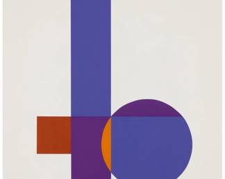 156 Florence Arnold (1900-1994) Geometric abstract, 1973 Screenprint in colors on wove paper A bon à tirer impression, aside from the edition of unknown size Signed, dated, and inscribed "B.A.T." in pencil in the lower margin: Florence Arnold '73; Cirrus Editions, Los Angeles, CA, pub., with their blindstamp lower left and their pencil work number, 68CS FA73, verso Image: 18" H x 12.75" W (irreg.); Sheet: 22" H x 18" W Estimate: $300 - $500