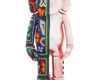 160 Rick (CHROMA) Wolfryd (b. 1953) "Speaker of the House," 2026 Huichol style color beaded figural Bluetooth speaker, electrified Signed, titled, numbered, and with the artist's devices on the undersides of the figure's shoes: CHROMA aka Rick Wolfryd / AP 2026 Includes USB charging cable 9" H x 4" W x 2.625" D Estimate: $500 - $700