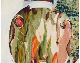 255 Michael John Kelly (b. 1975) "Garden View," 2012-2013 Oil and photograph collage on panel Signed, titled, and dated, verso: Michael John Kelly / 2012-2013 58.25" H x 46.5" W Estimate: $500 - $700