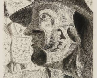 152 George Condo (b. 1957) Untitled (Man), 1989 Etching on wove paper Edition: 42/55 Signed and numbered in pencil in the lower margin: Condo; Aldo Crommelynck Paris, France, prntr., with his blindstamp; Pace Editions, New York, New York, pub. Plate: 9.375" H x 7" W; Sheet: 18.25" H x 14.875" W Estimate: $500 - $700