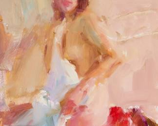27 Carolyn Anderson (b. 1948) "Nude," 2002 Oil on Masonite Signed lower left: Anderson; signed again, titled, and dated, C. Anderson / 2002, all verso 10" H x 8" W Estimate: $800 - $1,200