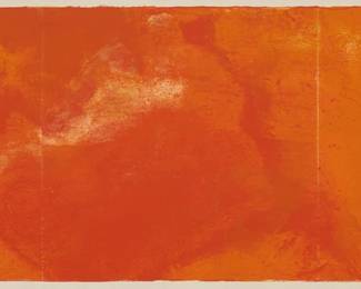 210 Joe Goode (b. 1937) Untitled (Forest Fires), 1984 Three-color lithograph printed in three runs from three aluminum plates on Copperplate Deluxe paper A proof (aside from the Cirrus proofs, Artist's proofs, Printer's proofs, Trial proofs and the numbered edition of 15) Unsigned; Richard Hammond, prntr.; Cirrus Editions, Los Angeles, CA,, pub. with their blindstamp in the lower left margin corner, and their pencil work number, 366c-JG84, verso Image: 8" H x 20" W; Sheet: 14.5" H x 26" W Estimate: $500 - $700