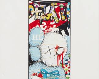 335 Death NYC (b. 1979) Untitled (spray can), 2020 Offset lithograph on paper Edition: 21/100 Initialed indistinctly, dated "2020," and numbered in pencil, and with the artist's blindstamp, all in the lower margin Image: 16.25" H x 5.25" W; Sight: 17.5" H x 12.375" W Estimate: $300 - $500