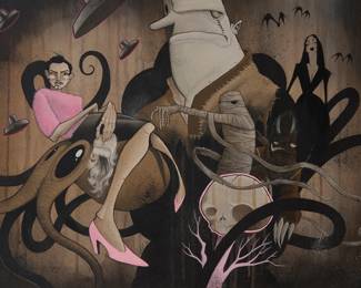 272 Gris Grimly (b. 1975) "I Awoke Early The Day I Died," 2008 Acrylic, ink, and mixed media on panel Signed and dated lower center: G. Grimly '08; titled by repute Sight: 16.5" H x 23.625" W Estimate: $700 - $900