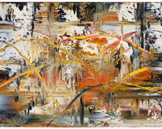 145 James Leonard (b. 1949) "Fall Movement (X)," 2001 Acrylic on canvas Signed, titled, dated, and inscribed, all verso: J. Leonard / 2001© / [indistinct]/ "X" / Fall Movement 26.25" H x 48" W Estimate: $500 - $700