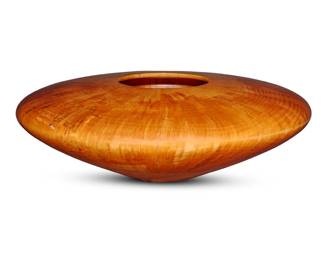 104 Todd Campbell (20th Century) A large Cook pine turned wood vessel, 1988 With incised signature and date to underside: T. Cambell [sic] / 11-4-88 6.5" H x 20.5" Dia. Estimate: $500 - $700
