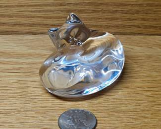 Steuben Crystal Hand Warmer Kitty Cat