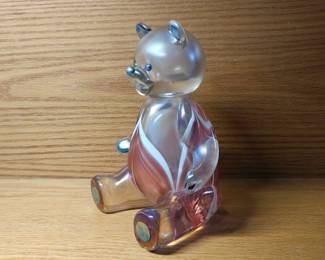  Stuart Abelman Glass 1987 Cranberry Teddy Bear