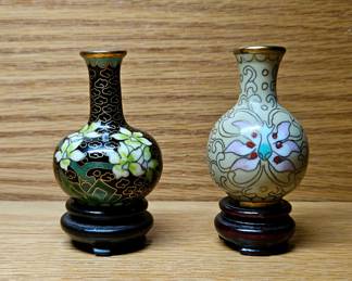 Cloisonné Mini Vases with Stands 