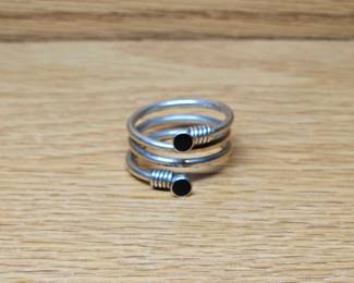MCM Coiled Sterling Silver Ring Onyx Size 9.