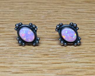 Very nice Sterling and Pink Opal earrings