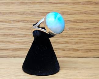 Larimar Stone & Silver Ring Size 8.5