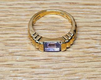  Sterling & amethyst Gold Wash Size 5.