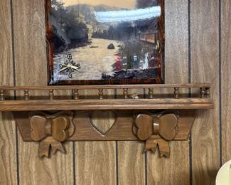 Lots of wood shelves 