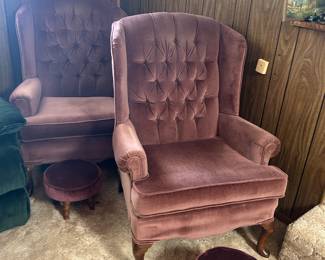 Matching pair of wingback chairs