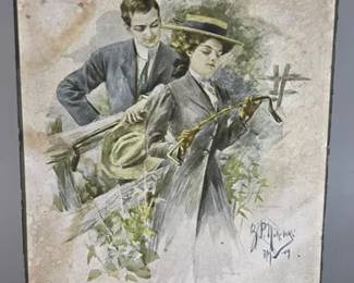 Fisher-style print on Boston candy company box