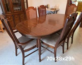 MCM faux bamboo dining table and chairs