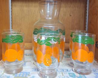 Vintage Anchor Hocking orange juice carafe set