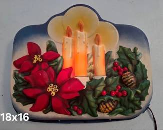 Vintage candles and poinsettias blow mold