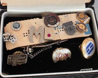 Part of men's jewelry lot including Navy and Jaycees lapel pins