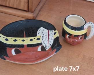 Vintage ceramic child's plate and cup set