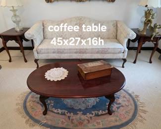 Set of three Queen Anne-style tables, a coffee table and two end tables