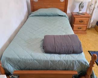Vintage frame twin bed and nightstand