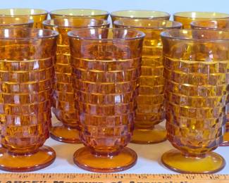 Set of amber ice tea glasses