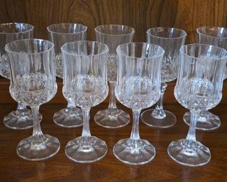 Vintage Cristal D'Arques Longchamp crystal wine glasses or water goblets