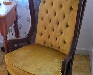 Vintage Bassett gold cane sided chair
