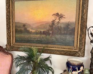 Antique French Oil on Canvas, Gilded Frame, Felix Planquette 1873-1946. 6.5’ x 4.5’ x 6.5”