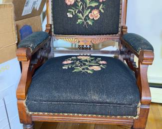 Antique Victorian Needlepoint Chair. 