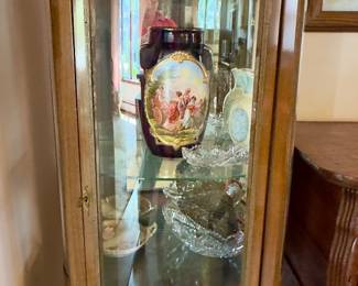 Antique French Vernis Martin style curio cabinet.