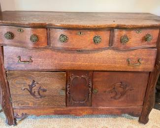 Antique Victorian Oak Sideboard, needs repair.