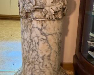 19th C Neoclassical Roman Column Carrera Marble.