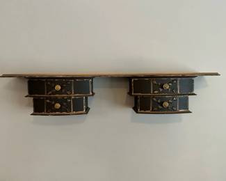Black  Gold Wooden Wall Shelf