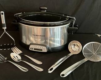 Hamilton Beach Crockpot And Utensils