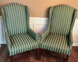 Striped Wingback Chairs