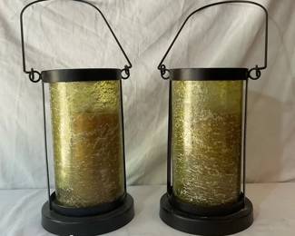 Crackled Green Glass Lanterns