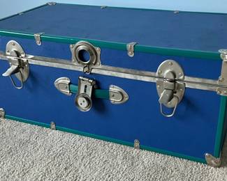 Blue Latching Wooden Trunk